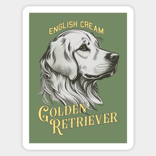 English Cream Golden Retriever Vintage Art Sticker